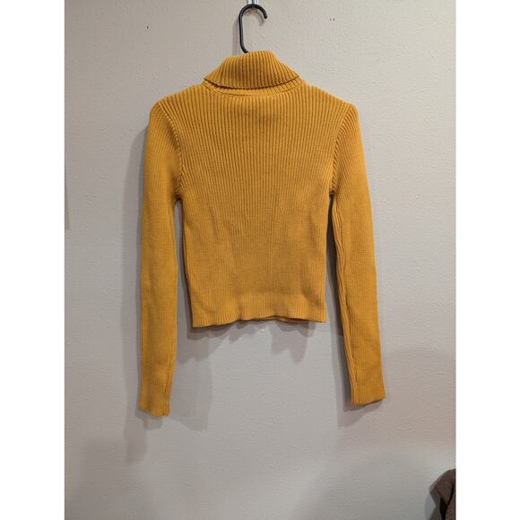 Junior size gold Mickey Mouse turtle neck knit varsity style sweater, Forever 21 - Picture 6 of 11
